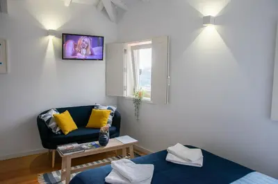 a living room with a couch and a window at Olival 54 Apartments in Porto