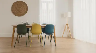 a dining room table with four chairs around it at Vibrant Host - Heroismo's Metro in Porto