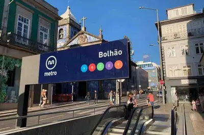 a sign for a bualo store on a city street at City Heart Place 2 in Porto
