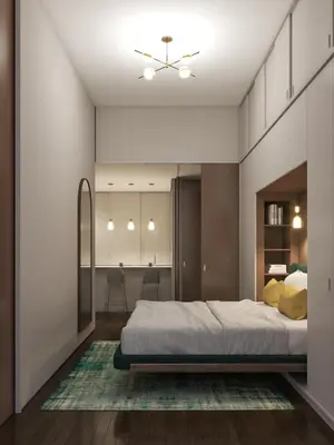a bedroom with a bed and a dining room at Gallery Townhouse & Home in Porto