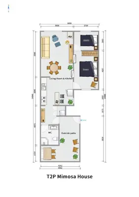 a floor plan of a tiny house at T2P Mimosa House in Vila Nova de Gaia