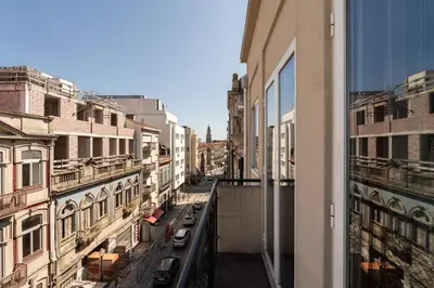 a view of a city street from a building at Host Wise - Colorful Bright Flat with Balcony in Porto