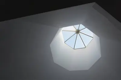 a ceiling with a window in a white room at Artury Porto in Porto