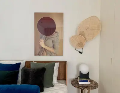 a bedroom with a bed and a painting on the wall at Oporto Chic & Cozy - Santa Catarina in Porto