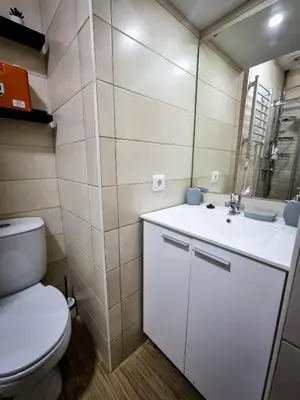 a bathroom with a toilet and a sink at Cantinho do Chico in Vila Nova de Gaia