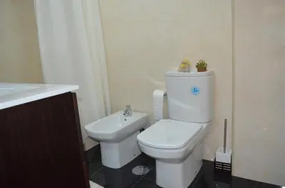 a bathroom with a toilet and a sink at Musical View in Porto