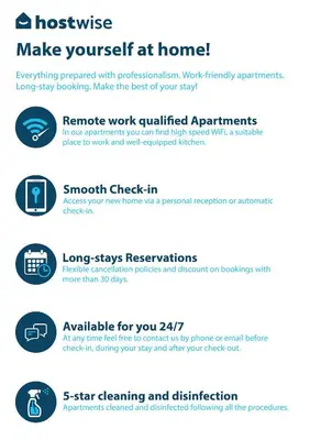 a flyer for a housewife make yourself at home at Host Wise - Urban Stylish Flat - Ace Location in Porto