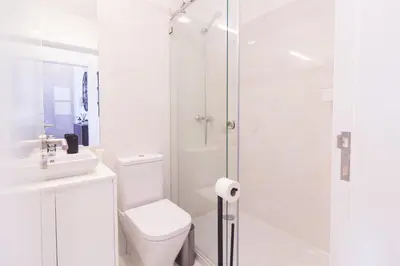 a white bathroom with a toilet and a shower at ON Apartments - Lapa Deluxe in Porto