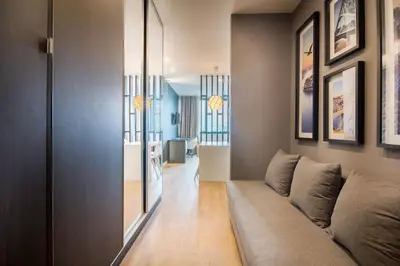 a living room with a couch and a hallway at 447 Galé Apartment wifi, parking in Porto