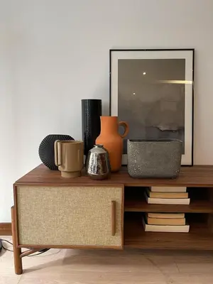 a dresser with a mirror and a mirror at Oporto Chic & Cozy - Oliveiras in Porto