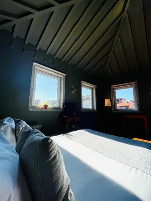a bedroom with a large bed with two windows at CLUBE Charming Apartments - Cedofeita in Porto