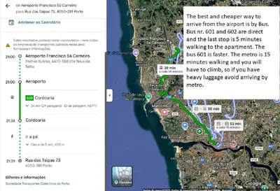 a screenshot of a map and a screenshot of a google maps at Porto Downtown Taipas in Porto
