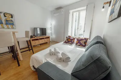 a living room with a couch and a tv at OPORTO GUEST Lotte House in Porto