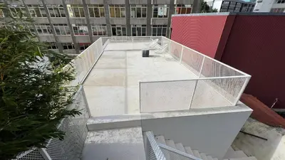 a glass walkway on top of a building at Duplex Apt - Sleeps 4 - Roof Terrace - Balcony in Porto