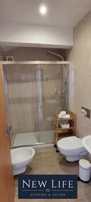a new life bathroom with a shower and a toilet at New Life - PALÁCIO CRISTAL STUDIO-3F in Porto