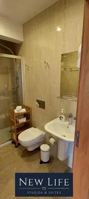 a new life bathroom with a toilet and a sink at New Life - PALÁCIO CRISTAL STUDIO-3F in Porto
