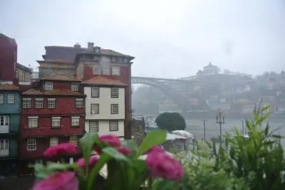 a city with buildings and a bridge in the background at Oca Ribeira do Porto Hotel in Porto