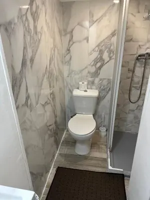 a bathroom with a toilet and a shower at AL Pitões in Porto