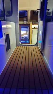 an empty train car with a view of the inside at SLEEPBOAT LuxLife Yatch in Porto