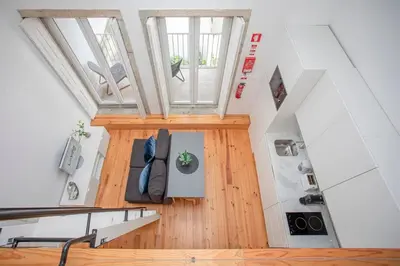 an overhead view of a room with two windows at Liiiving in Porto - Heart of Porto Mezzanine in Porto