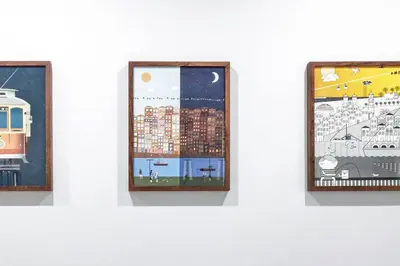 a group of three pictures on a wall at Two Bedroom Terrace Sanctuary in the Center in Porto